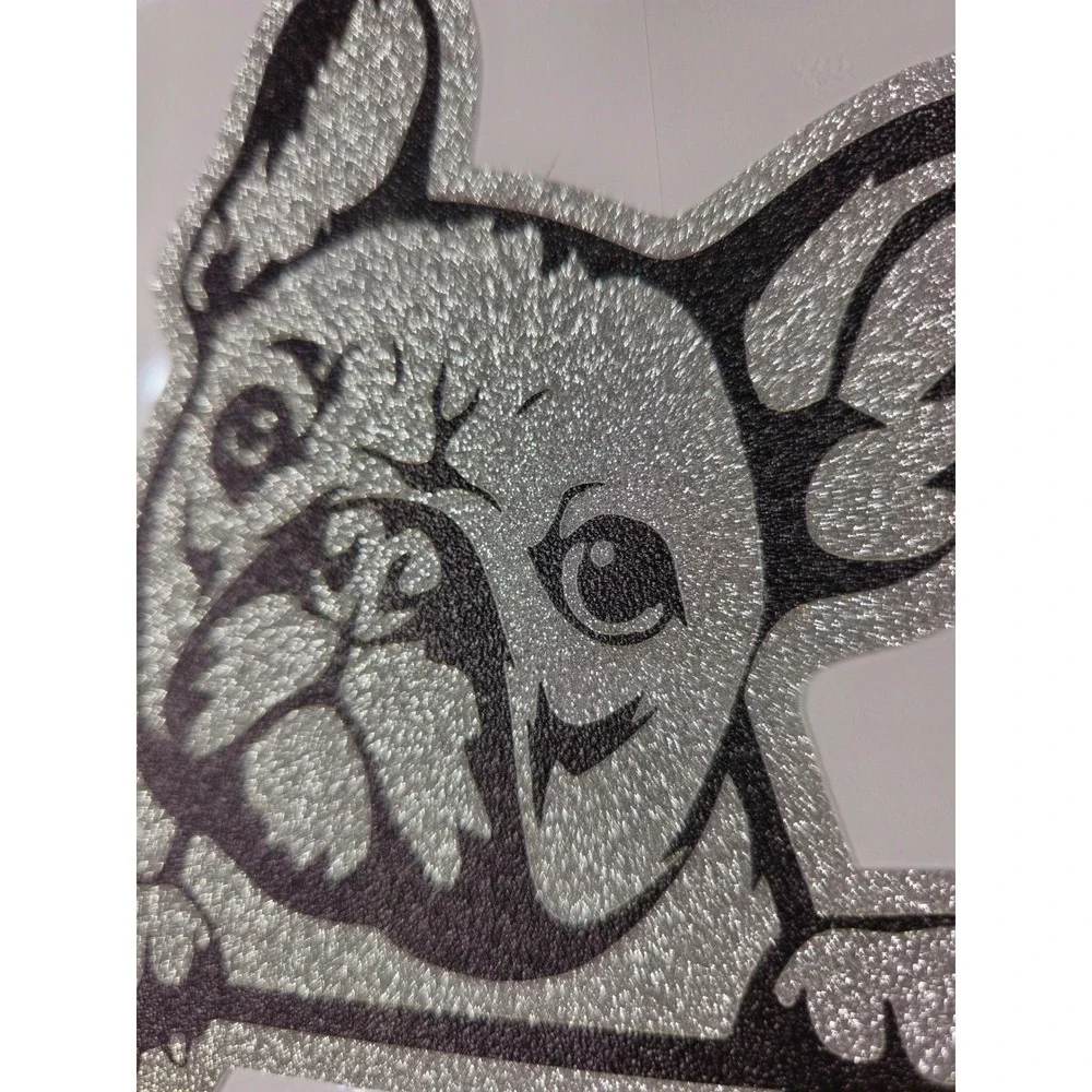 French Bulldog Glitter Decal Silver Black Frenchie Sticker 5.5in